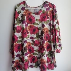 3x Floral Fall Print Women's Shirt